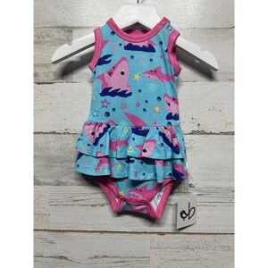 Birdie Bean Gwen Pink Shark Birdie Twirl Bodysuit Girls 0-3M Blue Bamboo NWT